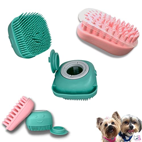 Dog Shampoo Brush Dog Shower Brush| 2 In 1 Dog Bath Brush Silicone Pet Massage Brush Shampoo Dispenser | Rubber Tool For Bathing And Grooming Wet Animal | Dog Soap Brush - Dog Bathing Brush Short Hair #TOP6
