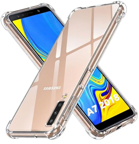 Image of Lustree Back Cover Transparent Case Compatible with Samsung Galaxy A7 2018 | Clear + TPU Case with 4 Corner Air Cushion Protection & Camera Protection | Slim& Stylus Cover