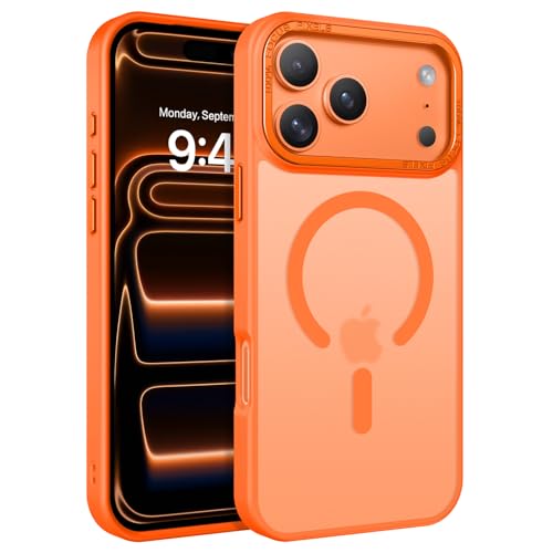 Image of BENTOBEN Magnetic for iPhone Pro Case Translucent Matte Pro Phone Case Slim Shockproof Women Men Girls Boys Protective Cover Cases for iPhone Pro 6.1 inch, Orange