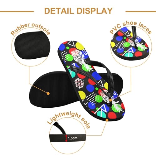 Sinestour Circles Triangles Black Flip Flops for Beach Thong Sandals Anti-slip Lightweight Beach Slippers for House Indoor Outdoor3