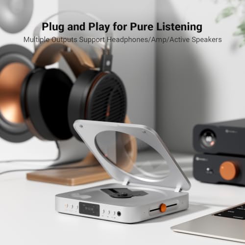 Image of Fosi Audio Merak CD Player, Hi-Fi Desktop Disc Player with CS43131 DAC & Dual TPA6120 Amps, Ripping to USB, Supports -R /CD-RW /CDDA, Optical /Line Out.