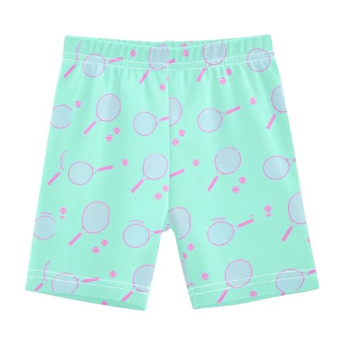 Racket Ball Sport Teal Girls Bike Shorts Toddler Dance Athletic Shorts Under Dress Clothes for Summer,4T