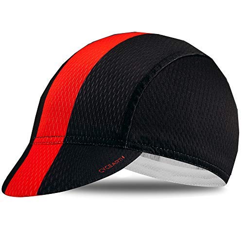CYCEARTH Cyclisme Sun Cap ployester Respirante Baseball Chapeau pour Casquettes Moto Hommes Awsome (Black+Red) Cover