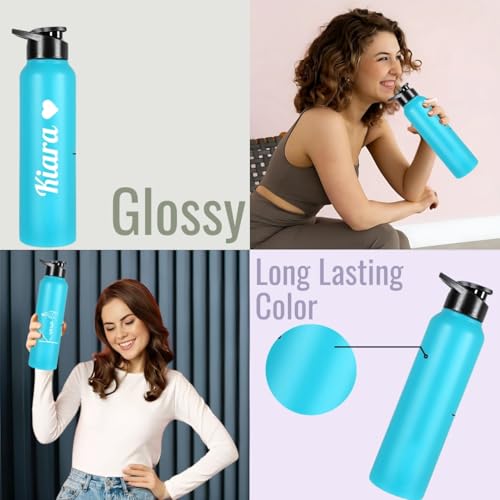 Image of CASPIAN / / / Hike Stainless Steel Customize Sipper Water Bottle Leak Proof Thunder for Fridge Home Office Travel School Kids Boys Girls Adults Sports Gym Yoga (B Teal 1 Litre, Set of 1)