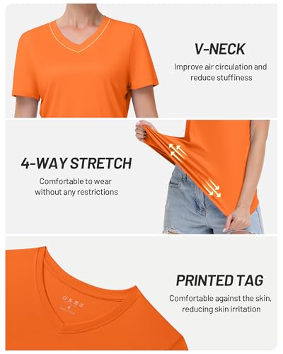 Image of Runhit Womens Workout Tops Short Sleeve UPF 50+ Athletic Sun Shirts Quick Dry V Neck T-Shirt Moisture Wicking Gym Hiking Tee