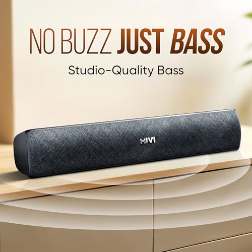 Image of Mivi Fort S16 Soundbar with 16W Powerful Audio, 2.0 Channel Surround Sound, Dual in-Built Speakers, Multiple Connectivity Options, Up to 6H Playtime, Portable & Made in India Soundbar for TV