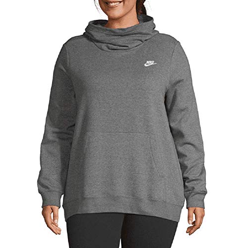 Nike Women's NSW Fleece Varsity Plus, Charcoal Heather/White, 2X