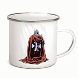 Gift for Crusader Knight Fans Unique Cape with Maltese Cross Design for All Ages 12oz Enamel Silver Mug