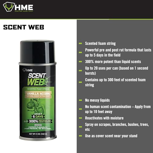 HME Vanilla Acorn Scent Web, 5oz | Long-Lasting Effective Powerful Pre/Post Rut Scented String Foam Attractant for Hunting, Archery & Wildlife Observation - Thumbnail 2