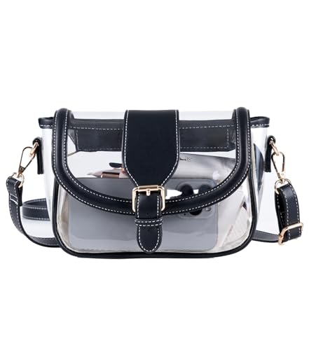 Image of Clear Bag for Stadium Events, Stadium Approved Clear Crossbody Bag for women,Waterproof Saddle bag for Concert