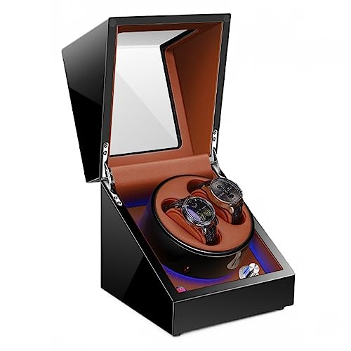 PAHION Enrollador Automático De Relojes De Lujo con Cajón De Almacenamiento Luz LED Trasera Caja Expositora 5 Modos De Rotación Organizador De Relojes para Reloj De Pulsera De Hombre Y Mujer