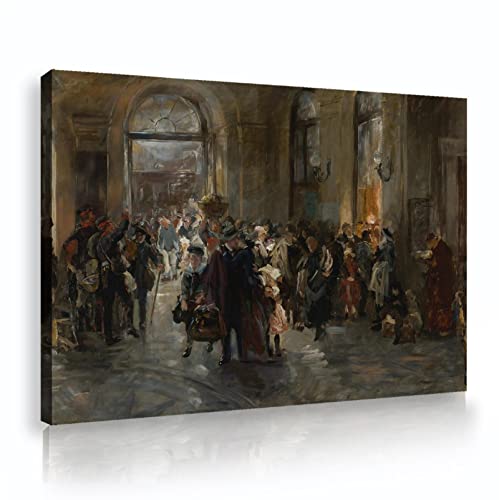 Peinture Adolph Von Menzel À la Station décoration murale facile à accrocher pour salon 45x70