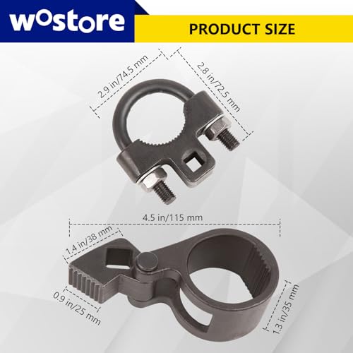Wostore 2-Piece Inner Tie Rod Remover, Instaler Tool Low-Profile 27-44mm Universal Tie Rod End Wrench Tool with 1/2 Inch Drive, Suitable for All Cars Inner Tie Rod Removal and Installation