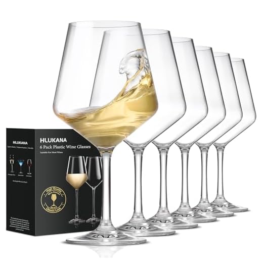 Hlukana Unbreakable Wine Glasses Set of 6, 16 oz Plastic Wine Glasses with Stem, BPA Free, Reusable Wine Glass for Poolside, Outdoors Camping Picnic Restaurants Home Bar Christmas Unique Gift