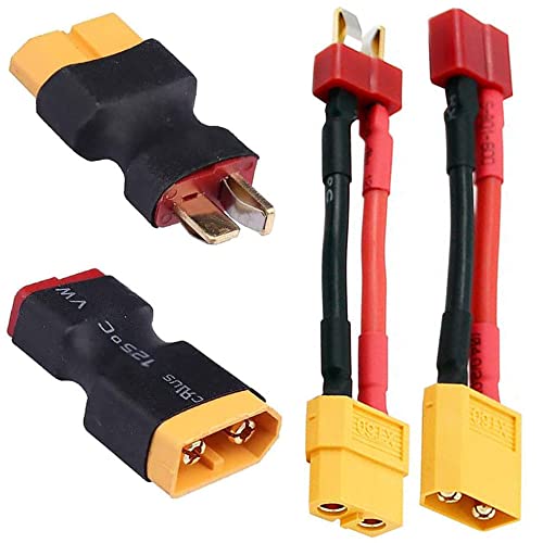 Adaptador Deans T a XT60 para usar baterías LiPo con diferentes tomas de cargador RC