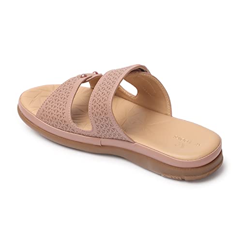 Image of XE Looks Women's Elegant Slip-On Sandals | Adjustable Velcro Straps with Modern Detailing | Stylish Perforated Design | Lightweight and Cushioned Doctor Slippers For Girls & Women