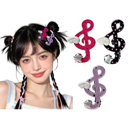 Pinzas para el cabello notas musicales Y2K set 3 miniatura 1