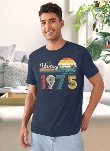 50th Birthday Shirt Men Vintage 1975 T-Shirt Graphic Retro 50 Years Old Birthday Party Father Husband Tee Tops3