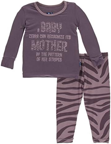 KicKee Pants Little Girls Print Print Long Sleeve Pajama Set, Elderberry Zebra Print, 3T