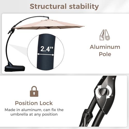 Image of Grand patio 12FT Cantilever Round Umbrella with Base & Cover, Champagne