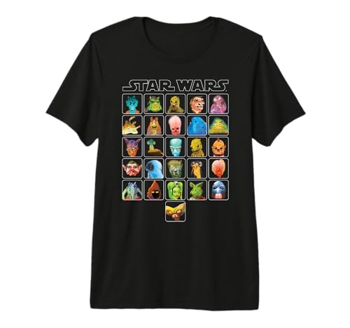T-shirt Star Wars Fan Fave Alien Assortment Premium en coton noir