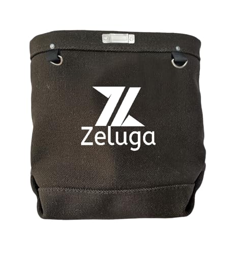 Zeluga 20-337 28 oz Canvas Fastener Tool Pouch, Bolt Bag with Bull-pin Loop, Clip-On Tool Bag for Tools, Screws and Nails, Tunnel Loop Connection, Black