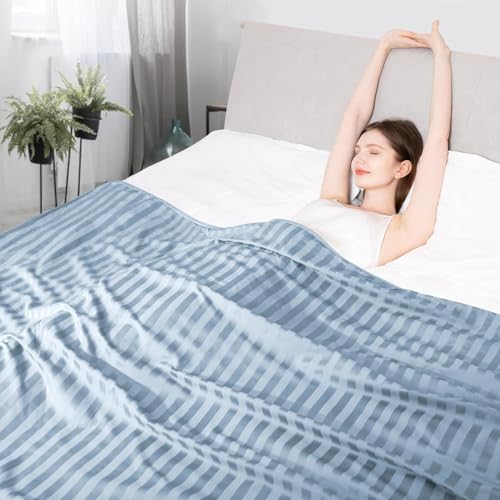 Elegear Revolutionary Cooling Blanket Queen, Absorbs Heat to Keep Body Cool for Night Sweats, Double Sided Arc-Chill3.0 Cooling Fiber Q-Max0.5, Lightweight Summer Cold Blankets for Sleeping 79“ x 86”