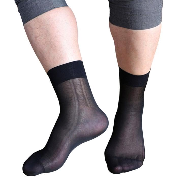 Mens Ultra Thin Dress Socks Silk Sheer Business Socks Soft Nylon Work Trouser Sox Mid Calf3
