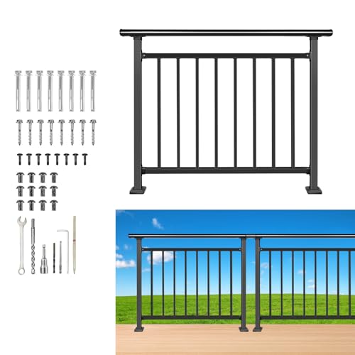 Lsiron Horizontal Deck Railing 48 Length 36 Height Black Wrought Iron Porch Railing Kit with Enhanced Safety Spacing for Flat Surfaces