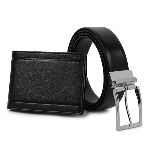 Image of Black Leather Wallet & Black Reversible Belt Combo Gift Box for Men (SD-202)