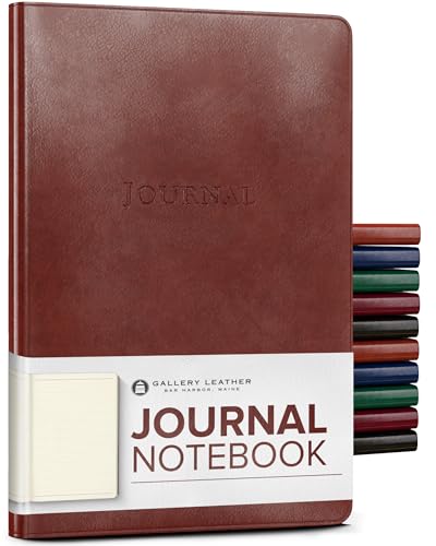 Gallery Leather Journal - Crafted in Maine, USA - Elegant Leather Writing Notebook with 192 Lined Pages - A Timeless Space for Your Thoughts - Acadia Tan, 8x5.5, Desk Lined