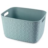 CURVER(カーバー) Softex(ソフテックス) バスケット 19L ブルー | かご 収納 小物 衣類 洗える キルト生地のようなデザイン 持ち手付き リサイクルプラスチック製 お手入れ簡単 CV-118