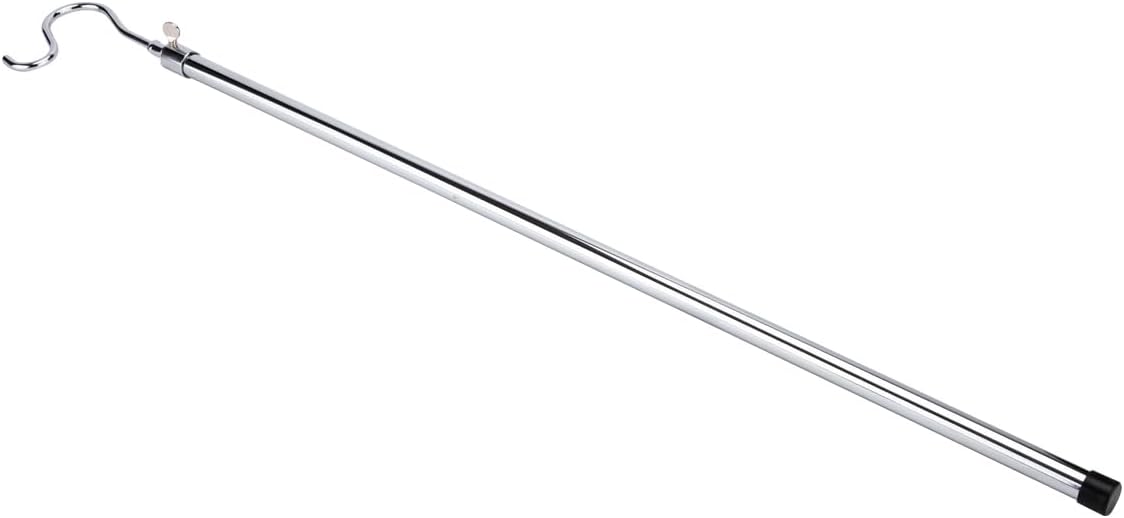 SSWBasics Chrome Reach Garment Hook - Durable Chrome Clothes Hook Pole - Adjustable High Reach Garment Hook - Extendable Metal Clothing Hook Pole for Retail, Boutique, and Home Closet Organization