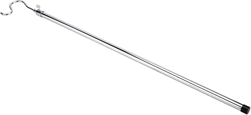 SSWBasics Gancho cromado para ropa, poste de gancho cromado duradero, gancho ajustable de alto alcance para ropa, poste de gancho de metal
