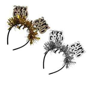 Parliky 2 Stks 2021 Glitter Bands Sliver Hoed Benodigdheden Gouden Thema Band Met En Party Grad Hoops Decoraties Hoepel…