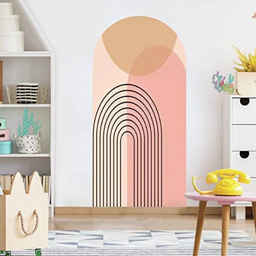 Kanworse Arch Wall Decal Mid Century Modern Abstract Art Print Geometric Organic Shape Peel And Stick Wallpaper Self-Adhesive Removable Sticker Mural Decor For Living Room Bedroom Nursery, 36''X72'' #TOP1