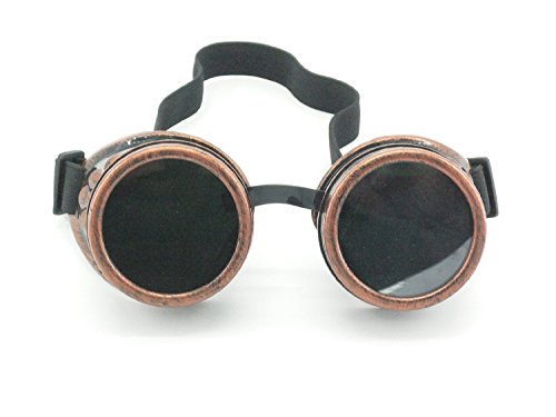 Lodou Cyber Goggles Steampunk Welding Goth Cosplay Vintage Goggles Rustic (Copper) steampunk buy now online