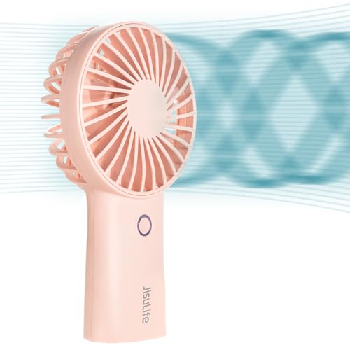 JISULIFE Handheld Fan with 20 Hours of Cooling, 4000mAh Battery, USB Rechargeable Portable Fan for Travel, Makeup, Concerts & Commute – Stay Cool Everywhere (Pink)