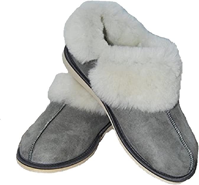 Sale Ladie S Men S Natural Warm Lovely Sheepskin Leather Boot Unisex Grey Wool Slippers US 9 5