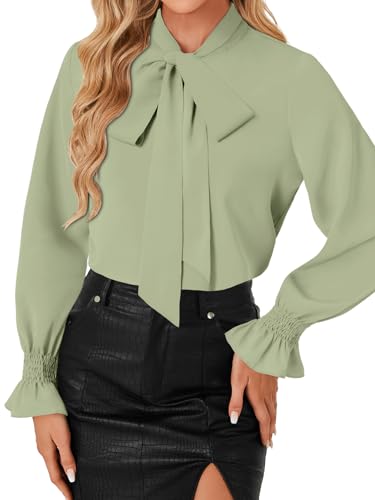 Image of LYANER Women's Bow Tie Neck Business Work Blouse