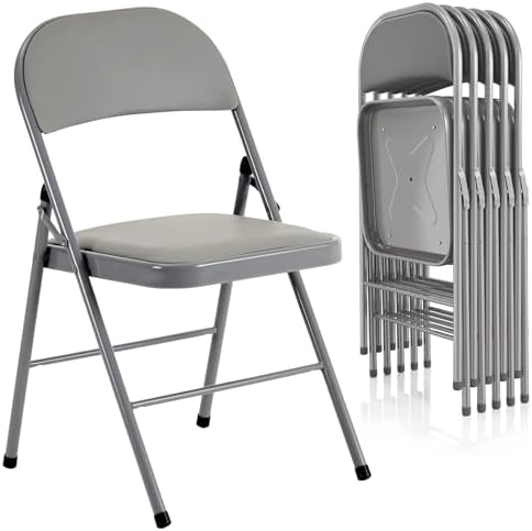 Bonnlo Set de 6 Sillas Plegables de Acero y PVC, Sillas Acolchada...