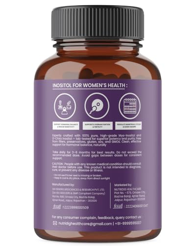 Image of PCOS Supplement For Women | Myo & D-Chiro Inositol - 40:1 Ideal Ratio | High Purity Pharma Grade Ingredients | 2000 Mg Myo-Inositol & 50 Mg D-Chiro-Inositol | For Hormonal Balance, Ovarian Health & Healthy Regular Menstruation | 60 Veg Capsules - 1 Month Supply