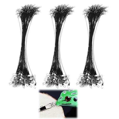 72 PCS Fishing Wire Trace Leaders 10CM Anti-Bite Stainless Steel Leaders with Snap for Saltwater Spin Fishing Pike Hidden Main Line Prevent Fish Bite Outdoor Activities Black Bite Line