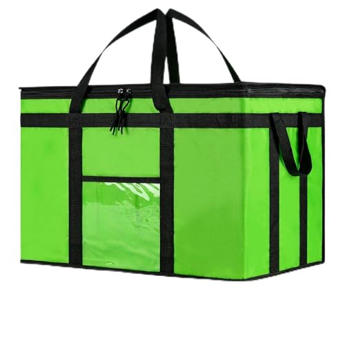 Image of NZ home Insulated Bags for Food Delivery (3XL) Grocery Shopping Cooler Bag, Pizza Delivery, Hot & Cold Catering Tote, Reusable, Foldable & Heavy Duty (Green)