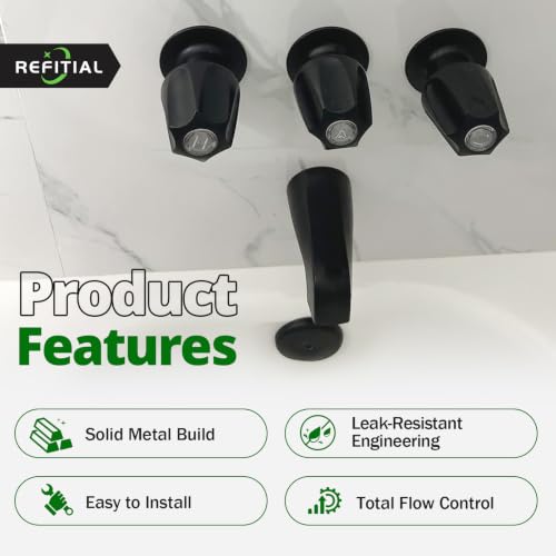 Juego de 3 piezas para ducha y bañera en negro mate - Perillas de ducha y pico para bañera para grifo Price/Pfister Verve de 3 manijas, compatible con rosca macho de 1/2", rosca hembra IPS de 3/4" y tubo de cobre de 1/2" miniatura 7
