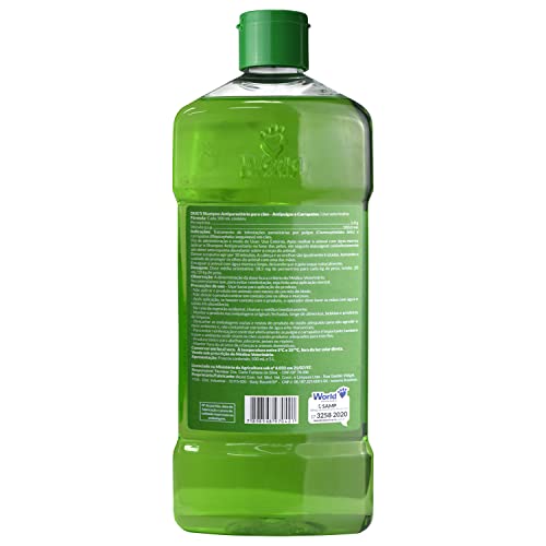 World Veterinária Shampoo Antipulgas E Carrapato Para Cães Verde 500 Ml