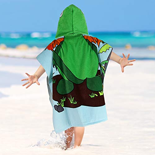 Exclusivo Mezcla 100% Cotton Hooded Baby/Toddler/Kids Beach Towel, Super Soft Cartoon Poncho Bath/Pool Towel For Boy And Girl (24" X 47", Dinosaur) #TOP4