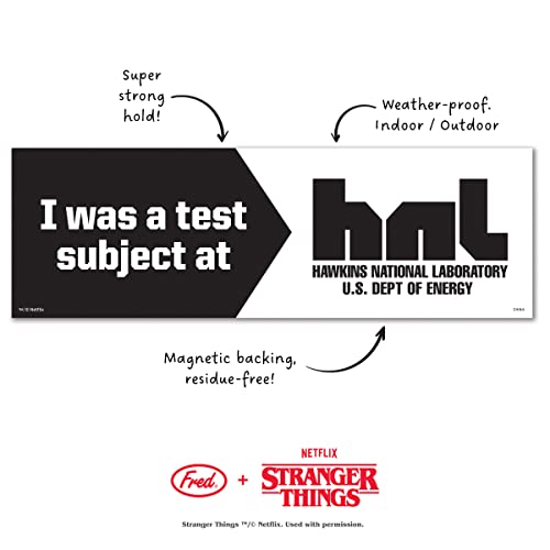 Image of Genuine Fred Stranger Things, Bumper Magnet, Test Subject Hawkins National Laboratory, Multicolored (Pack of 5)