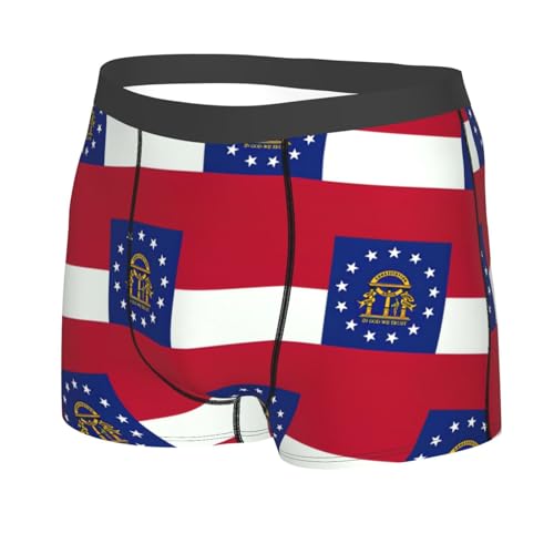 Georgia State Flag Print Men'S Boxer Briefs,Moisture Wicking Breathable Cotton Underwear Comfort Flex Waistband2