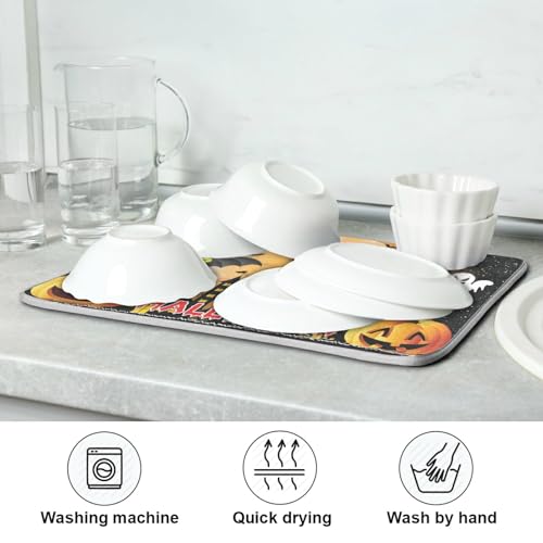 Alfombrilla de secado para cocina Nander con diseños de Halloween, absorbente y reversible 8